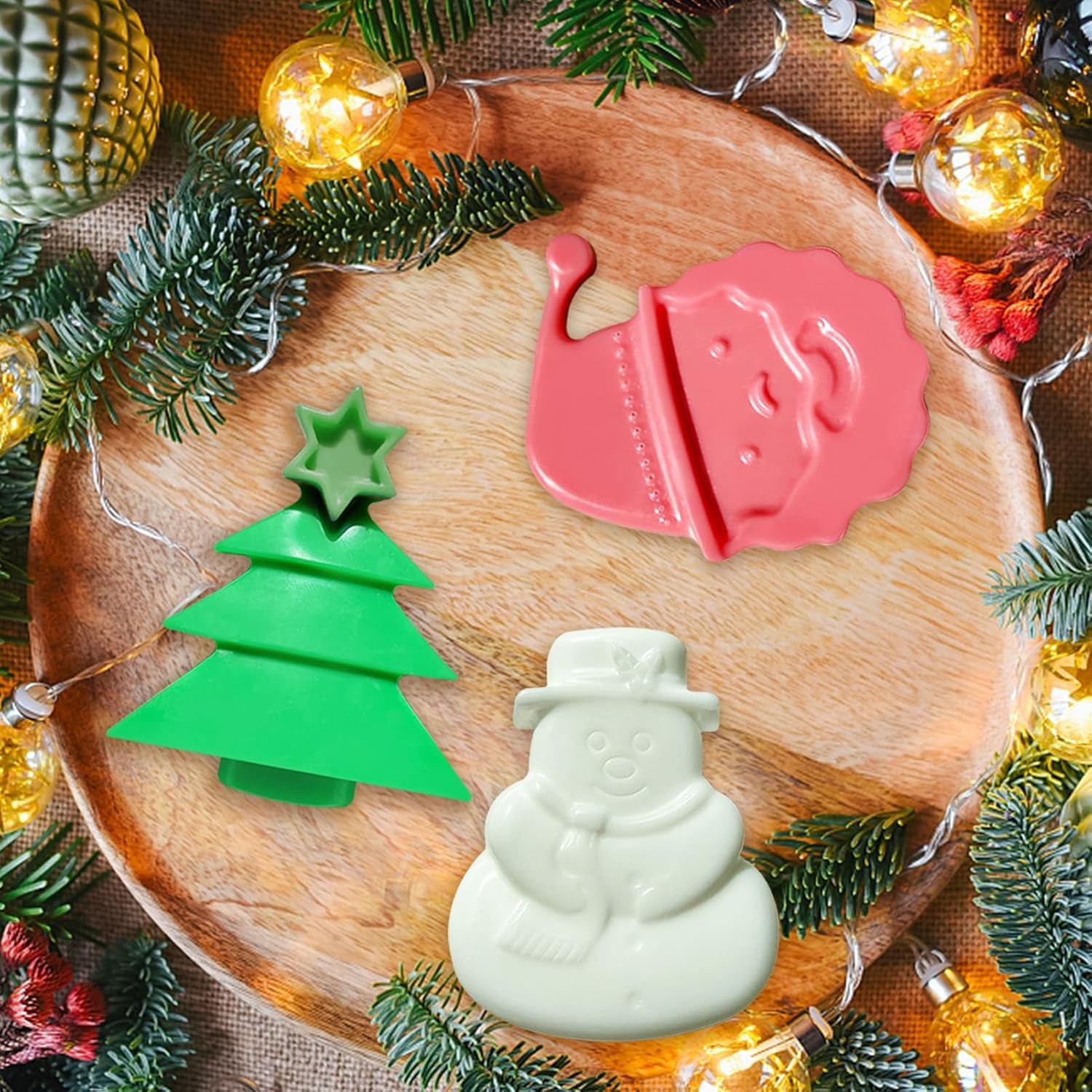 Jabón Navideño, Jabón Natural, Jabón De Ducha, Jabón Hecho a Mano Con Aroma Papá Noel 3 Formas + Árbol De Navidad + Muñeco De Nieve