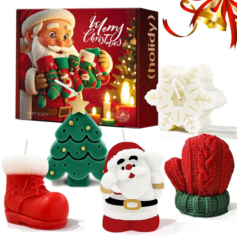 ROZINO Christmas Scented Candle Gift Box - Five-Piece Aroma Decor Set for Cozy Home Decoration & Ornaments - Perfect Festive Gift for Christmas