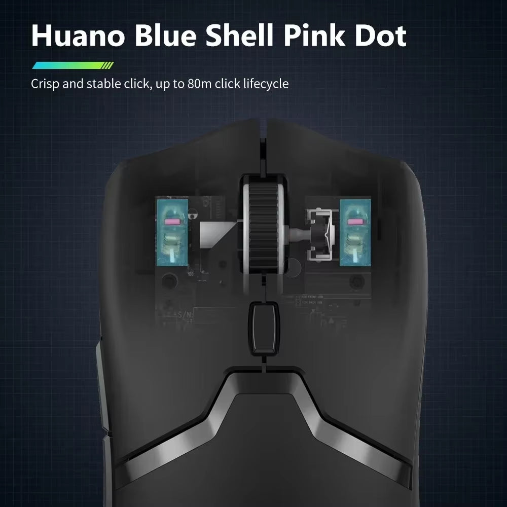 M800 PRO PAW3395 Wireless Gaming Mouse Bluetooth Tri-Mode Connection 26000DPI Huano Pink Switches Macro Mice for PC Gamer