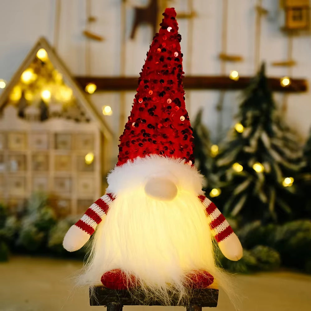 30Cm Christmas Doll Elf Gnome with Led Light Christmas Decorations for Home Xmas Navidad 2025 New Year Children'S Gifts