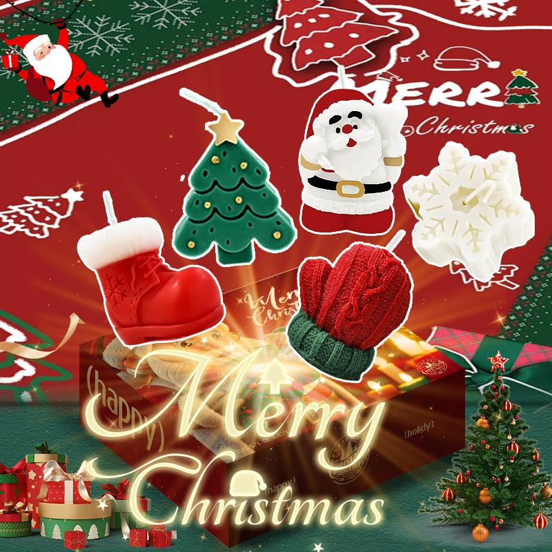 ROZINO Christmas Scented Candle Gift Box - Five-Piece Aroma Decor Set for Cozy Home Decoration & Ornaments - Perfect Festive Gift for Christmas
