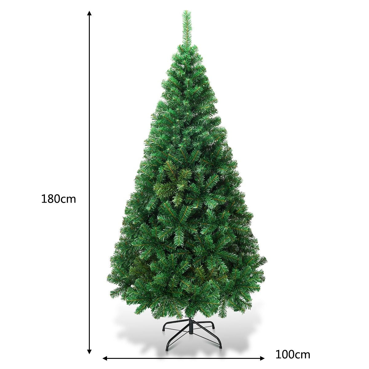 180Cm Árbol De Navidad Artificial Con Base Metálica Material PVC Decoración Para Navidad Hogar Fiesta Verde
