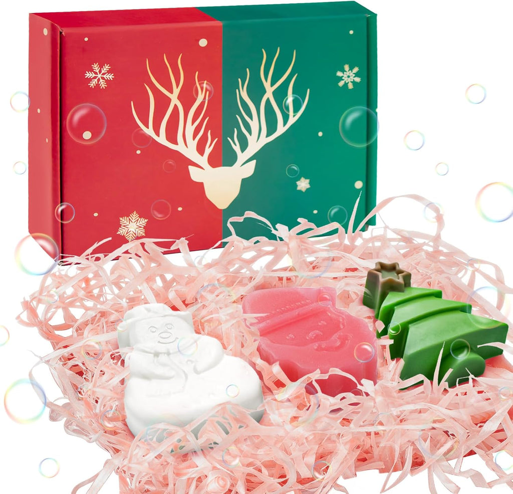 Jabón Navideño, Jabón Natural, Jabón De Ducha, Jabón Hecho a Mano Con Aroma Papá Noel 3 Formas + Árbol De Navidad + Muñeco De Nieve