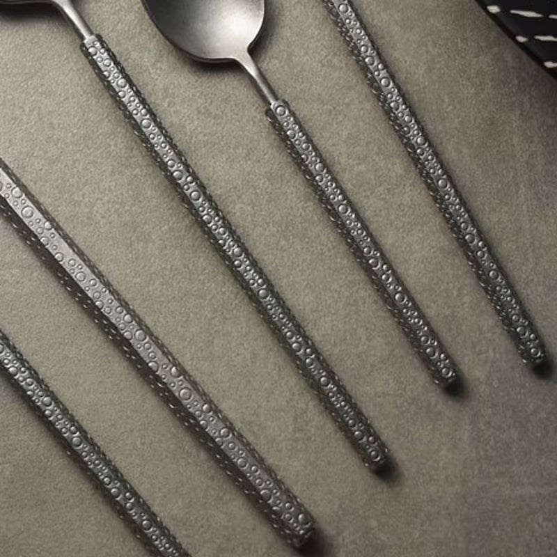 5Pcs Creative Cutlery Set 304 Stainless Steel Retro Matte Tableware Steak Forks Spoons Dinnerware Flatware ​Dishwasher Safe Gift