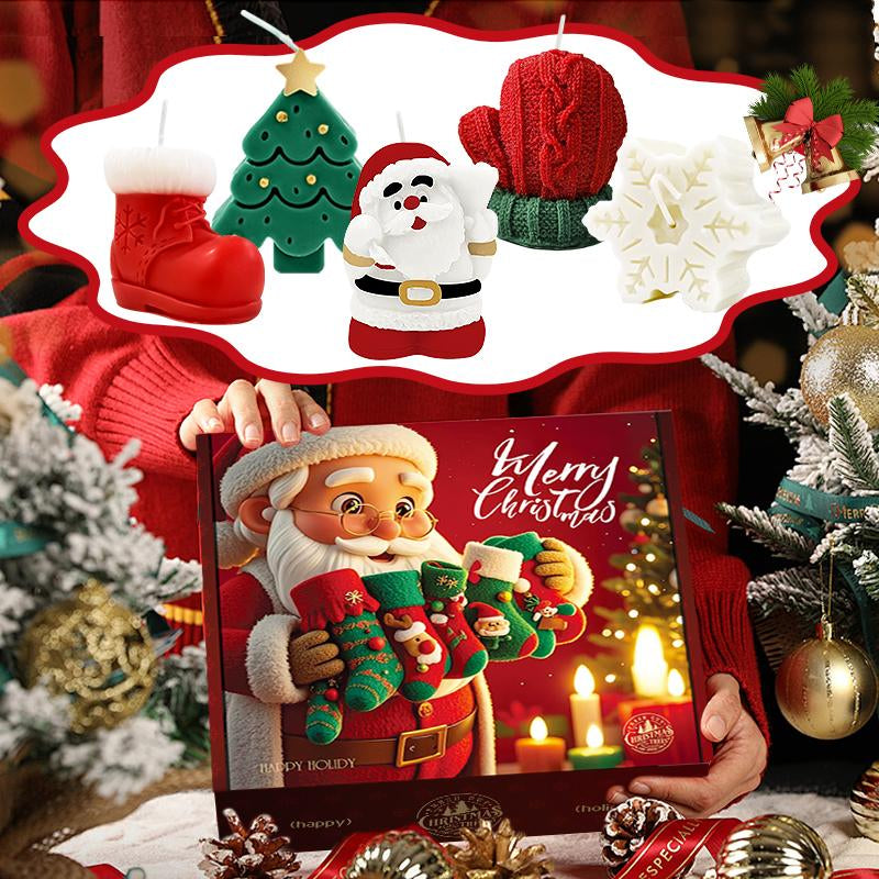 ROZINO Christmas Scented Candle Gift Box - Five-Piece Aroma Decor Set for Cozy Home Decoration & Ornaments - Perfect Festive Gift for Christmas