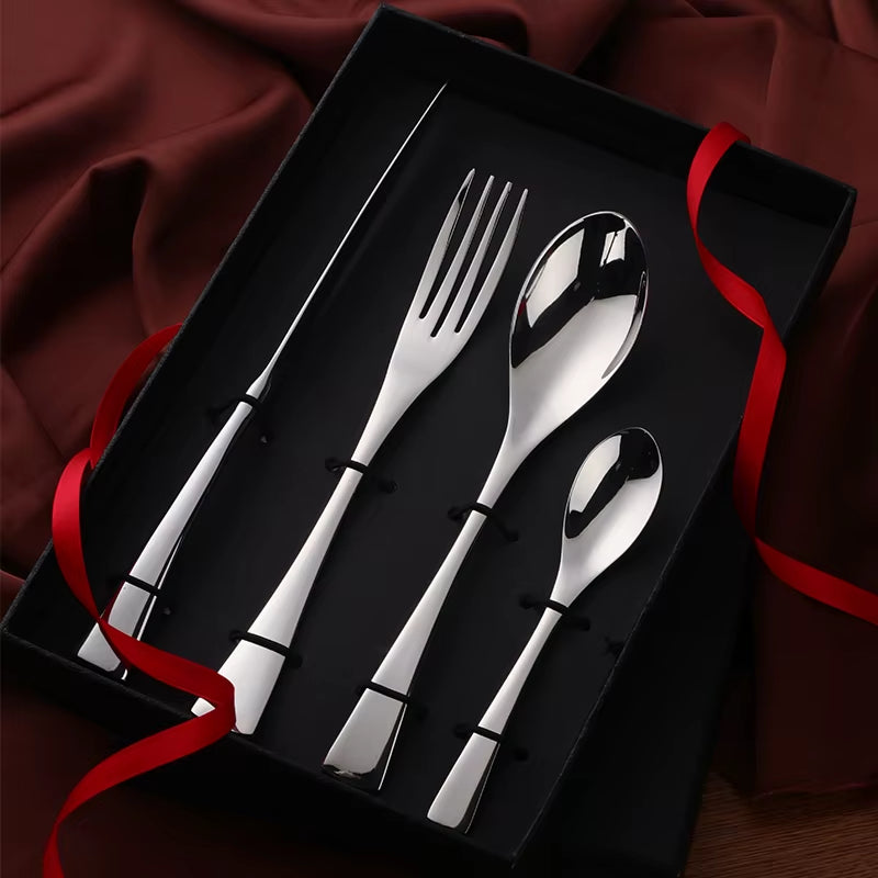 4 PCS Flatware Box Cutlery Stainless Steel Dinnerware Set Rainbow Colorful Silverware Tableware Hotel Party Kitchen Gift Talher