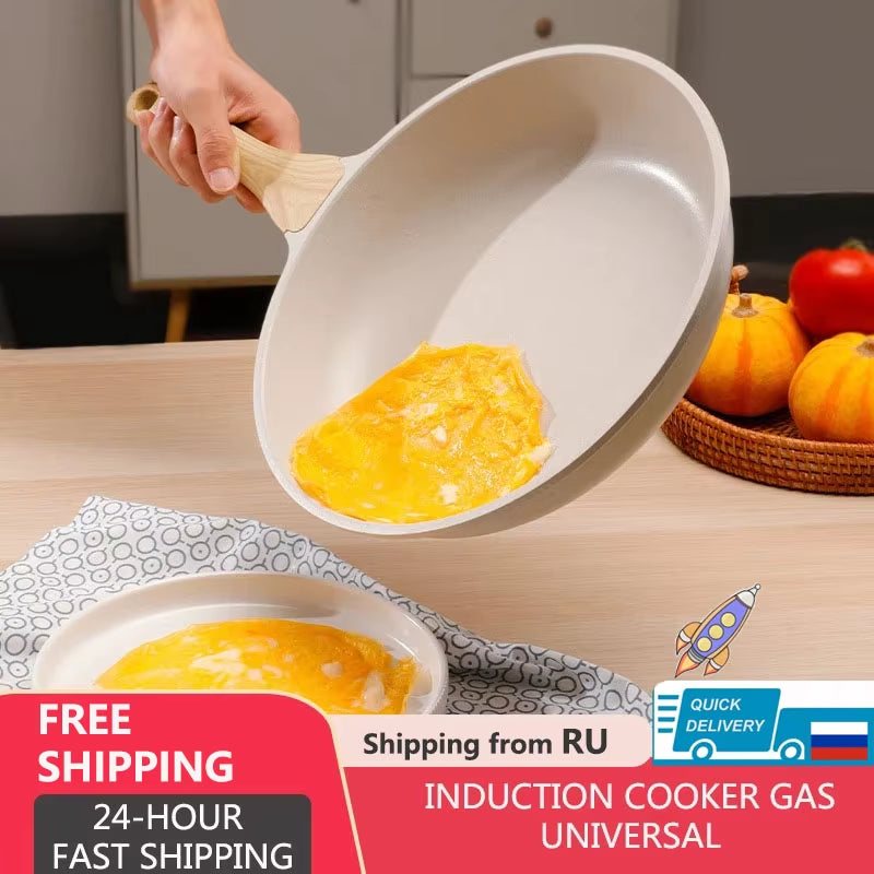 Nonstick Frying Pan Breakfast Wok Steak Egg Pancake Pot Set Coking Food Induction Cooker Ceramic Fry Pan Stainlesssteel with Lid