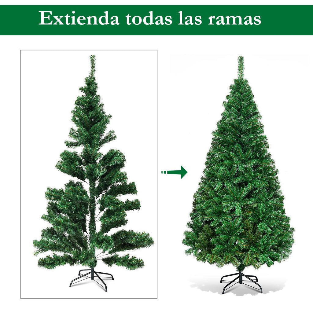 180Cm Árbol De Navidad Artificial Con Base Metálica Material PVC Decoración Para Navidad Hogar Fiesta Verde