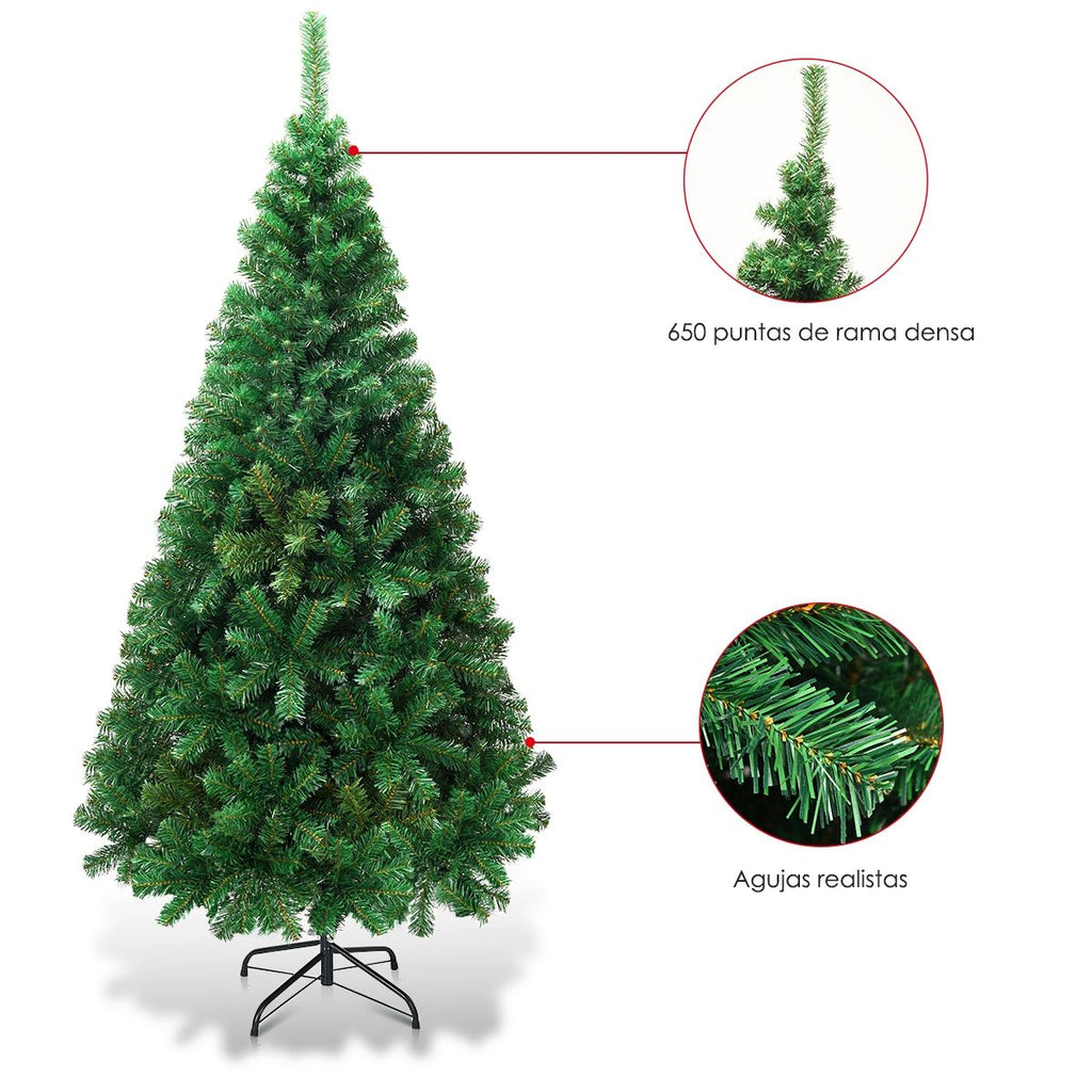 180Cm Árbol De Navidad Artificial Con Base Metálica Material PVC Decoración Para Navidad Hogar Fiesta Verde