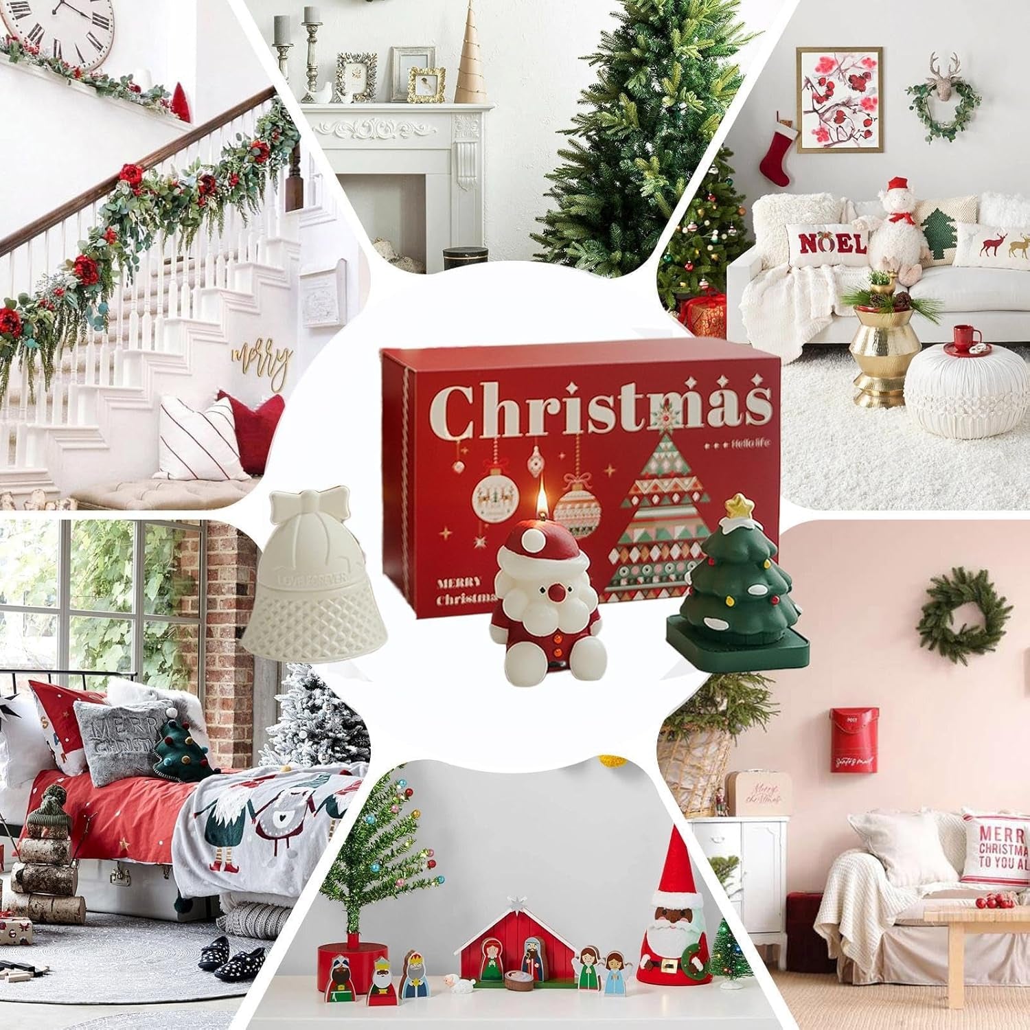 Velas Navideñas,Aromas De Velas Navideñas,3X Lindas Velas Aromáticas Navideñas - Decoraciones De Mesa Central, Velas Aromáticas Hechas a Mano, Velas De Aromaterapia Para El Hogar