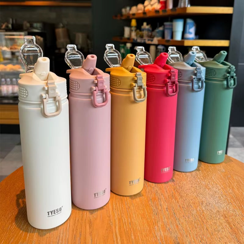Large Capacity Double Stainless Steel Thermos Mug with Straw Portable Vacuum Flasks Creative Thermal Bottle Tumbler Thermocup