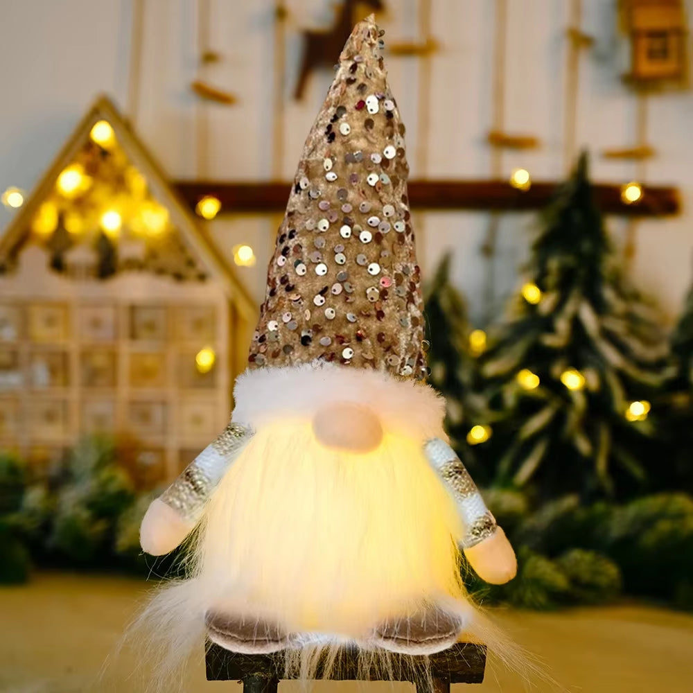 30Cm Christmas Doll Elf Gnome with Led Light Christmas Decorations for Home Xmas Navidad 2025 New Year Children'S Gifts