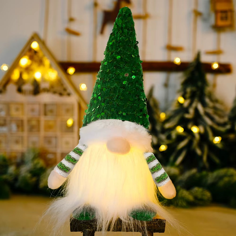 30Cm Christmas Doll Elf Gnome with Led Light Christmas Decorations for Home Xmas Navidad 2025 New Year Children'S Gifts
