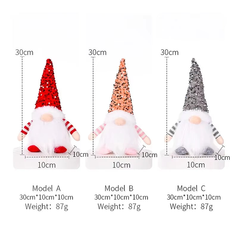 30Cm Christmas Doll Elf Gnome with Led Light Christmas Decorations for Home Xmas Navidad 2025 New Year Children'S Gifts